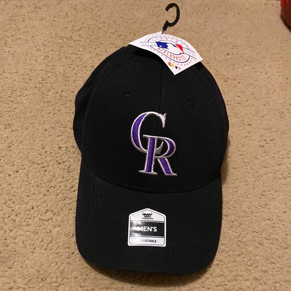 Colorado Rockies baseball hat.